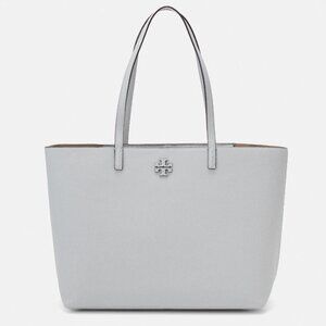 NWT Tory Burch McGraw Leather Shoulder Tote Bag Feather Gray 100% AUTHENTIC